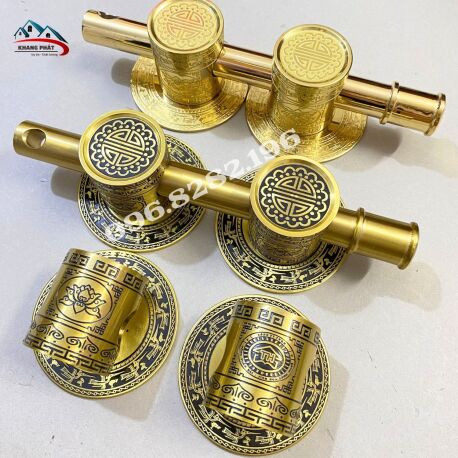 1. Bộ Then Chùy Đồng Thau Đúc Đặc – Khóa Cài Cửa Gỗ Nhà Thờ Họ, Từ Đường