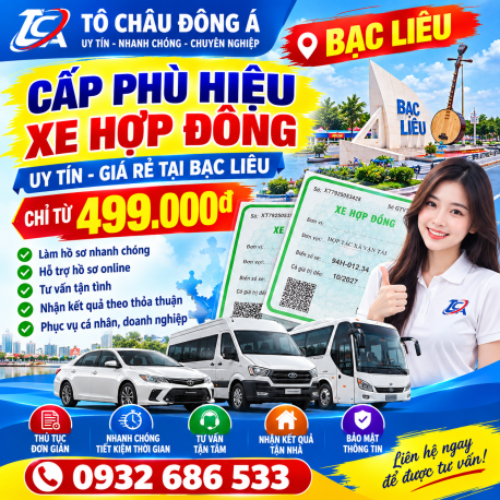 Cấp phù hiệu xe hợp đồng uy tín giá rẻ tại Bạc Liêu
