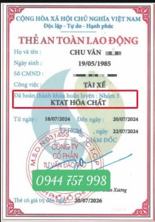 Cấp thẻ an toàn lao động nhóm 3 tại Quận 7, TP. Hồ Chí Minh