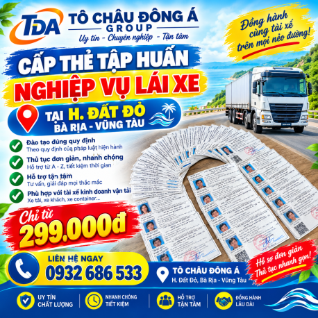 Cấp thẻ tập huấn nghiệp vụ lái xe tại H. Đất Đỏ, Bà Rịa - Vũng Tàu