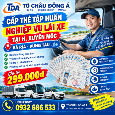 Cấp thẻ tập huấn nghiệp vụ lái xe tại H. Xuyên Mộc, Bà Rịa - Vũng Tàu