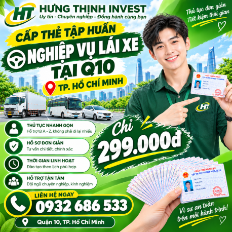  Cấp thẻ tập huấn nghiệp vụ lái xe tại Q10, TP. Hồ Chí Minh