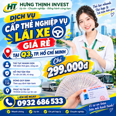  Cấp thẻ tập huấn nghiệp vụ lái xe tại Q3, TPHCM