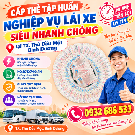 Cấp thẻ tập huấn siêu nhanh chóng tại TX. Thủ Dầu Một Bình Dương