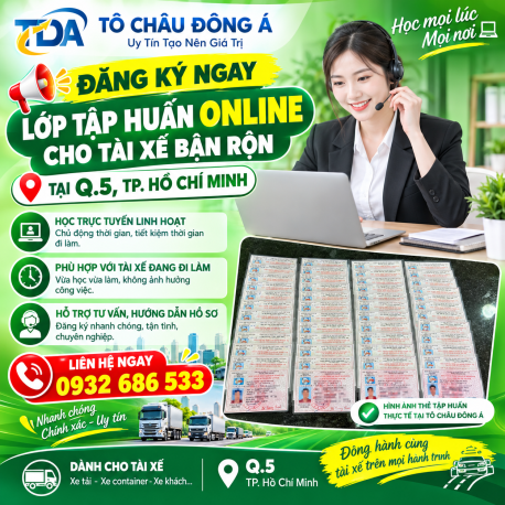 Làm thẻ tập huấn nghiệp vụ tài xế giá rẻ tại Q5, TP.HCM