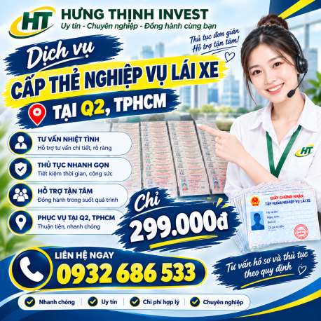  Dịch vụ cấp thẻ nghiệp vụ lái xe siêu nhanh tại Q2, TPHCM