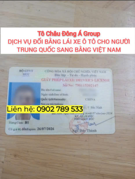 Dịch vụ đổi bằng lái xe ô tô cho người Trung Quốc sang Việt Nam tại bắc Ninh