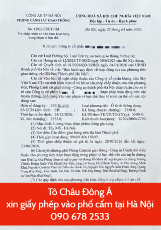 Dịch vụ làm giấy phép phố cấm cho xe công ty tại Hà Nội