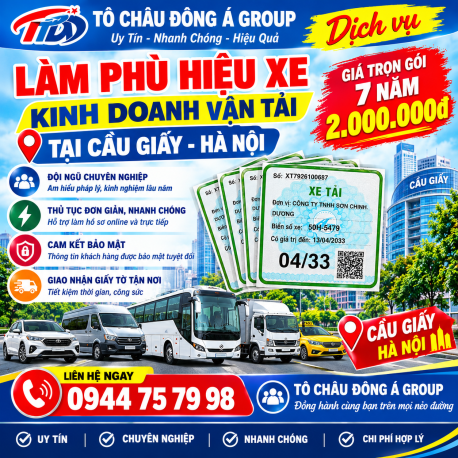 Dịch vụ làm phù hiệu ô tô giá rẻ tại Cầu Giấy Hà Nội