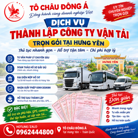Dịch Vụ Thành Lập Công Ty Vận Tải Trọn Gói Tại Hưng Yên