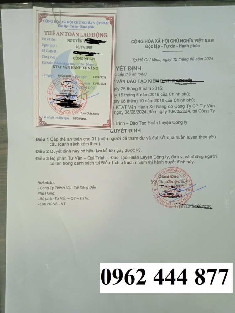Thẻ an toàn lao động giá rẻ ở Bạc Liêu