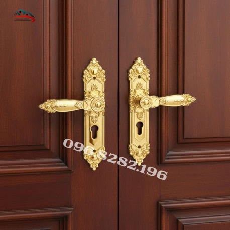 Khóa Cửa Đồng Mạ Vàng 24K 25cm 60cm – Khóa Cửa Biệt Thự Cao Cấp