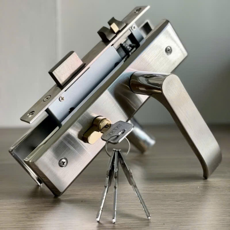 Khóa cửa inox 304 chống gỉ, khóa tay gạt - Khóa cửa Khang Phát