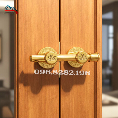 khóa đồng nhà gỗ hoa sen - Khóa cửa Khang Phát