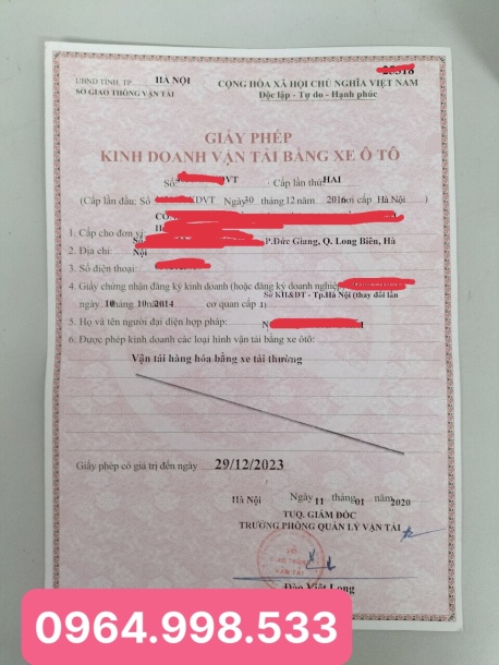 Làm giấy phép kinh doanh vận tải tại Thái Nguyên giá ưu đãi khủng