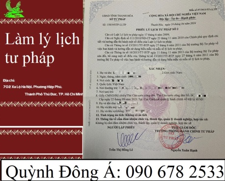 Làm lý lịch tư pháp giá rẻ ở Thủ Đức, Hồ Chí Minh