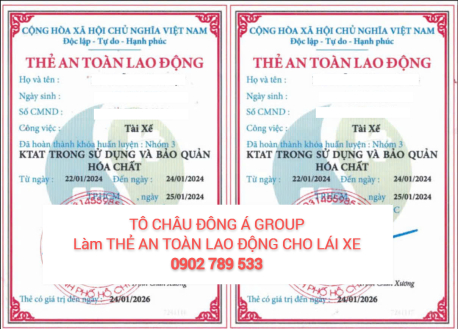 Làm nhanh CHỨNG CHỈ AN TOÀN LAO ĐỘNG LÁI XE tại Bình Dương