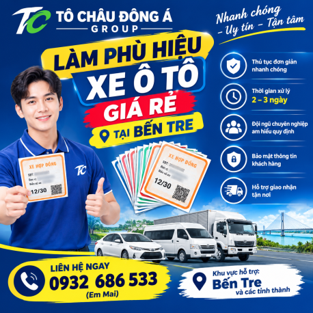 Làm phù hiệu xe ô tô giá rẻ uy tín tại Bến Tre