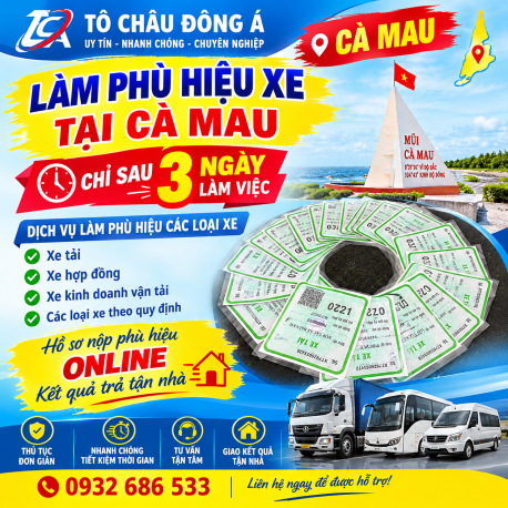 Làm phù hiệu xe sau 3 ngày làm việc tại Cà Mau
