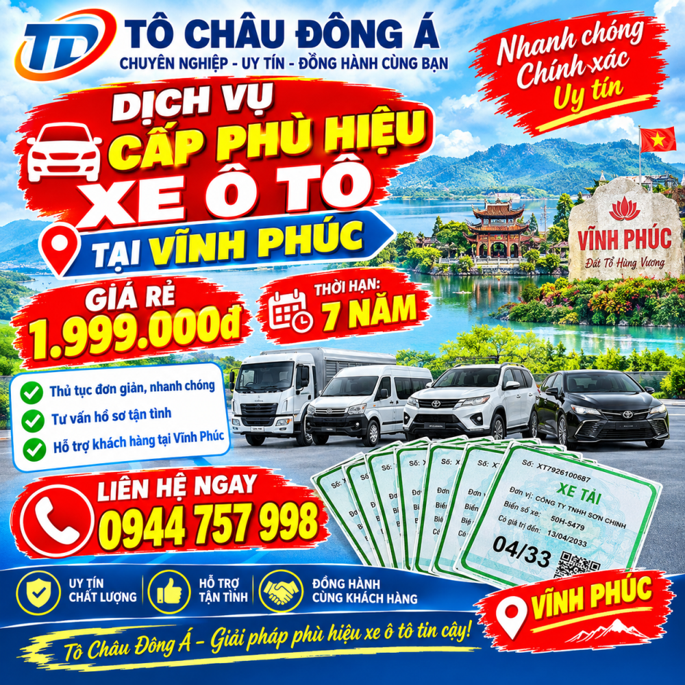 CẤP - GIA HẠN PHÙ HIỆU XE Ô TÔ Ở VĨNH PHÚC
