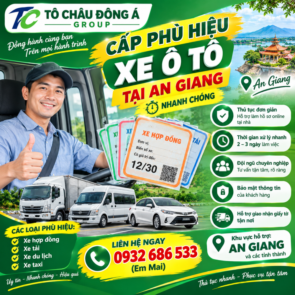 cấp phù hiệu cho xe ô tô tại An Giang nhanh chóng