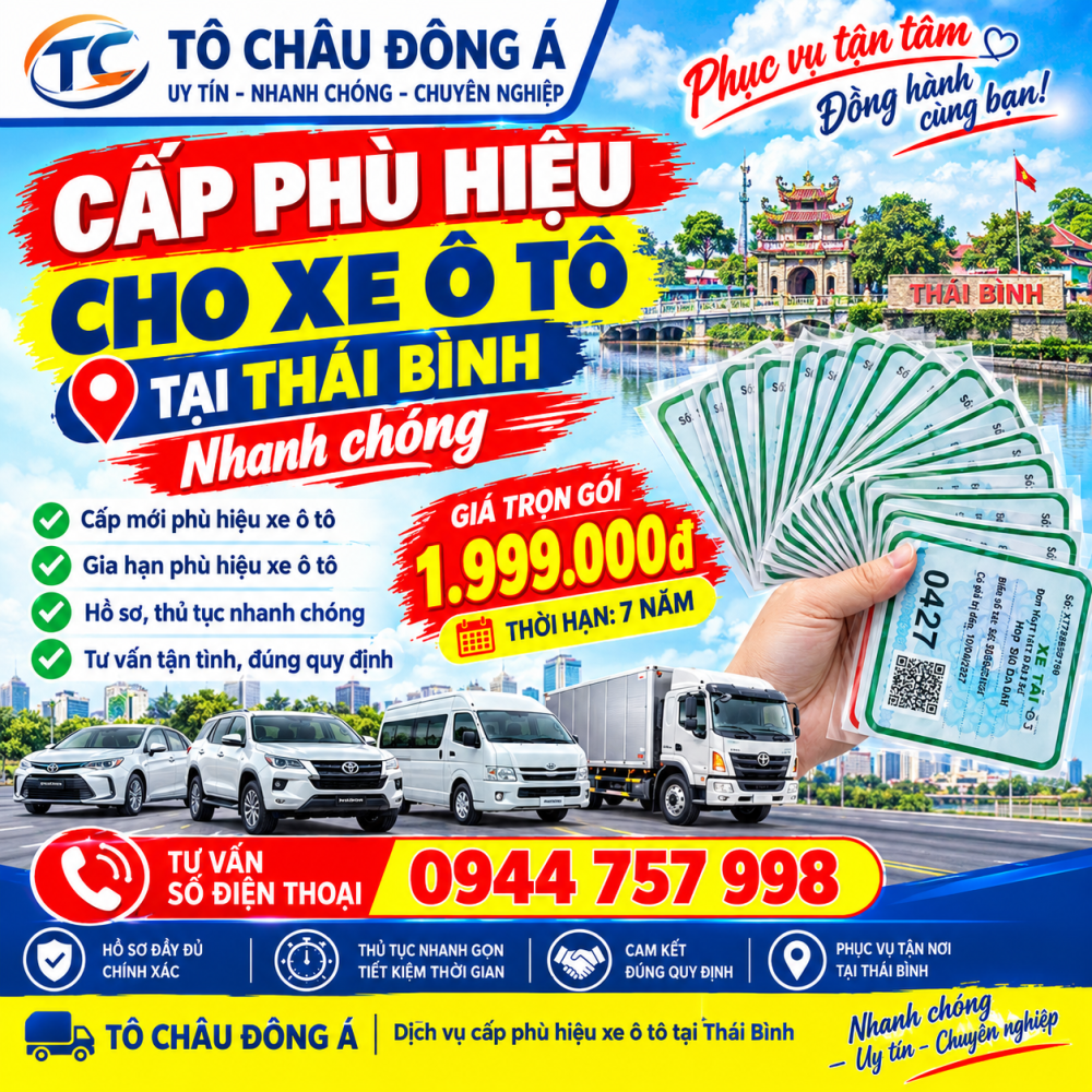  cấp phù hiệu cho xe ô tô tại Thái Bình nhanh chóng