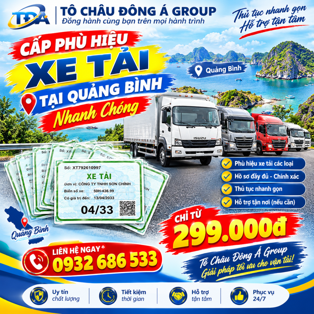 cấp phù hiệu cho xe tải tại Quảng Bình nhanh chóng