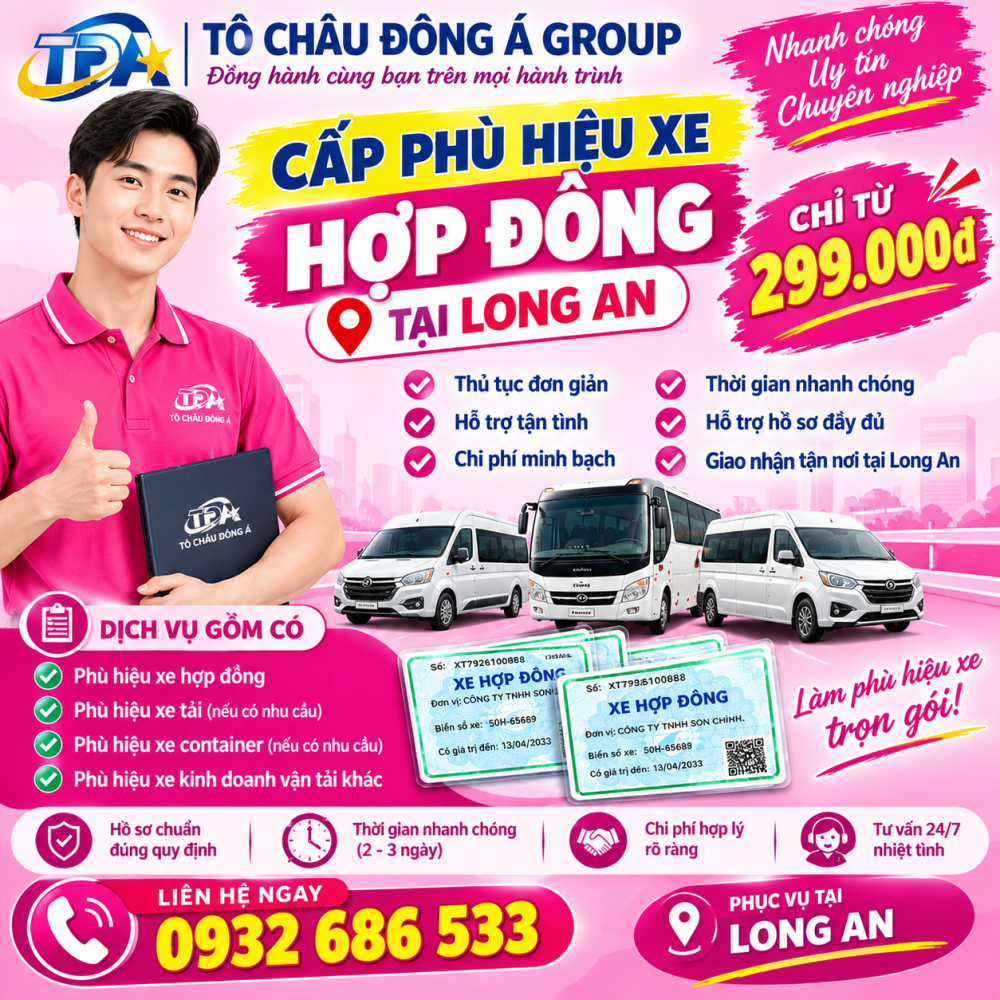 CẤP PHÙ HIỆU XE HỢP ĐỒNG TẠI LONG AN      