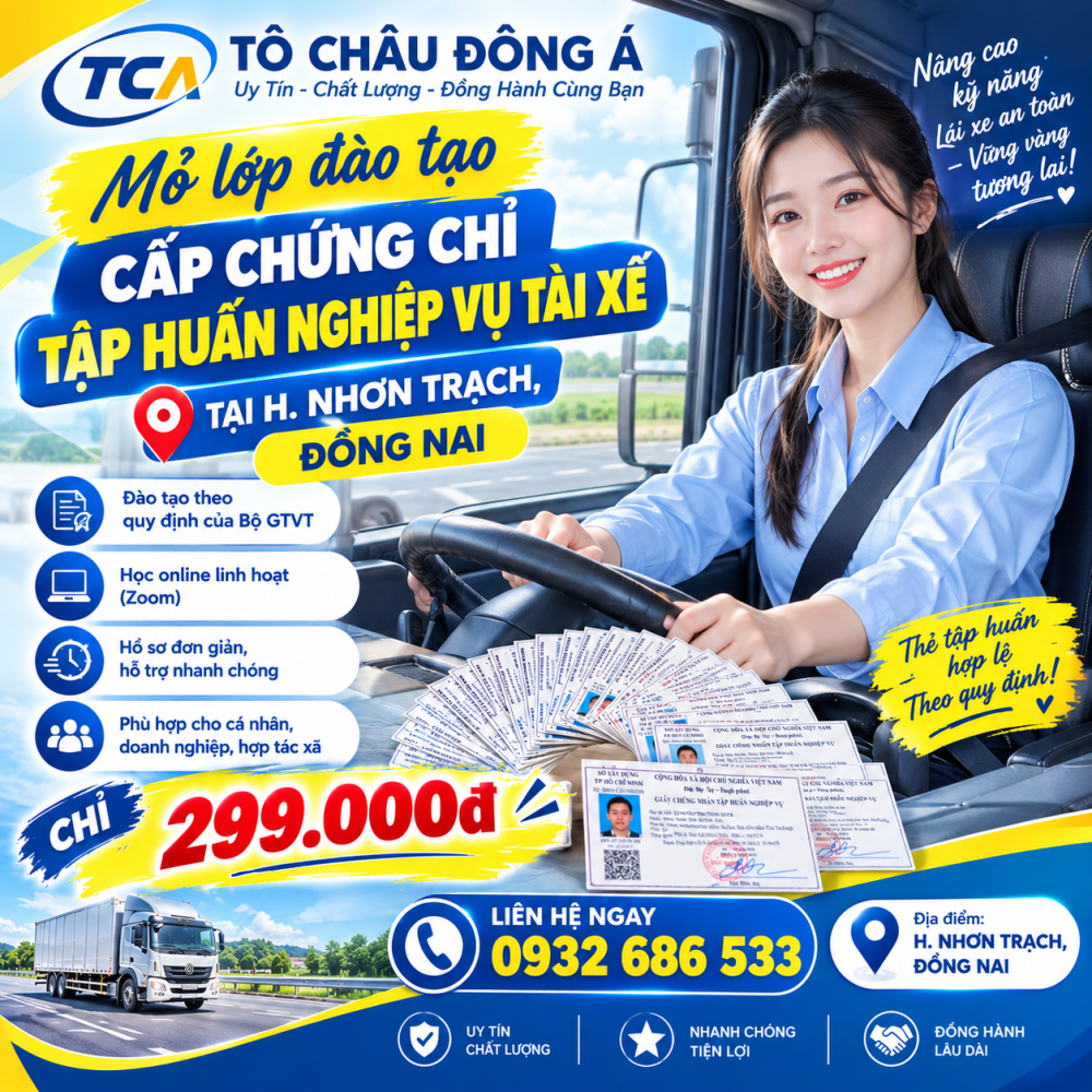 Cấp thẻ tập huấn nghiệp vụ lái xe tại H. Nhơn Trạch, Đồng Nai