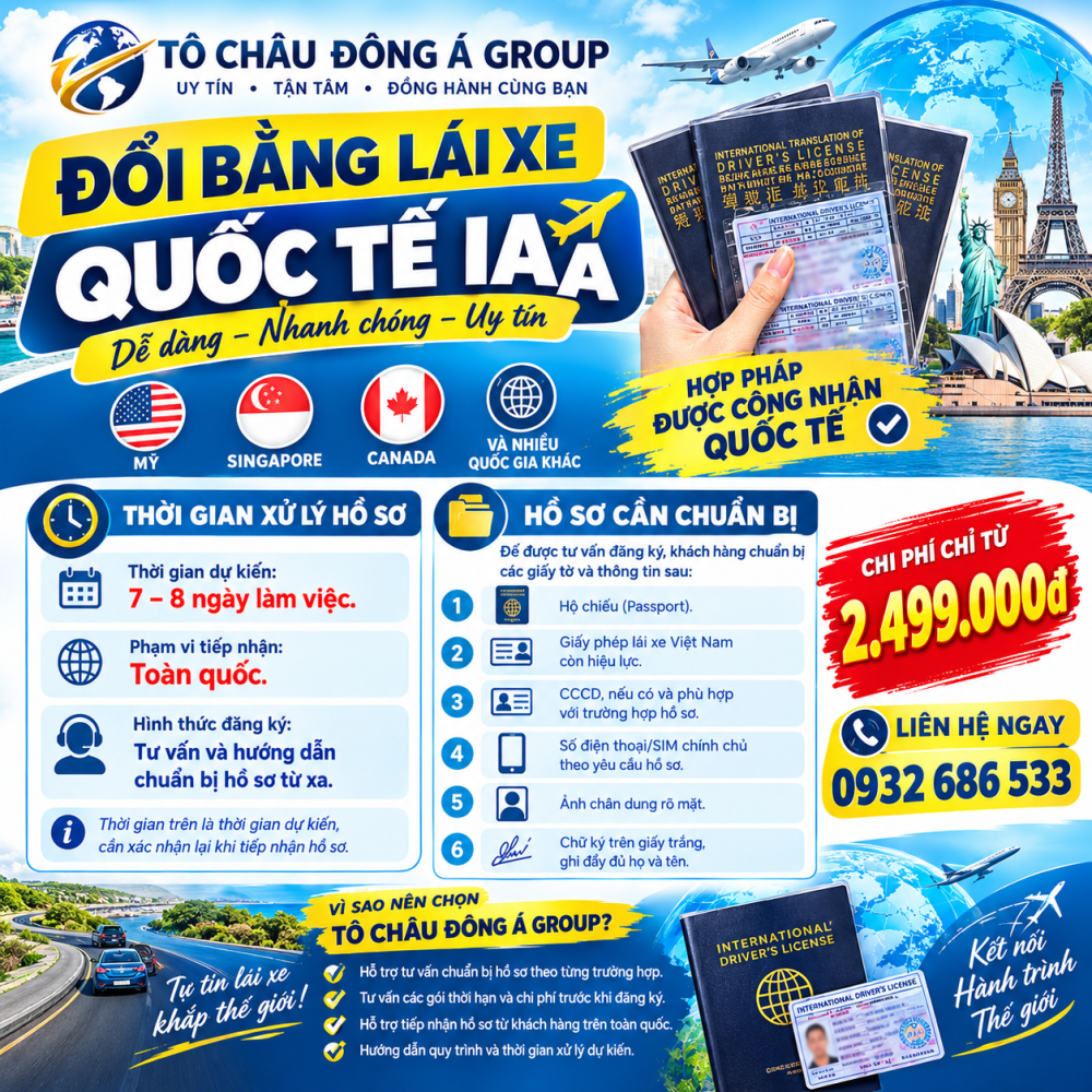 Dịch Vụ Đổi Bằng Lái Xe Quốc Tế IAA Uy Tín, Nhanh Chóng toàn quốc