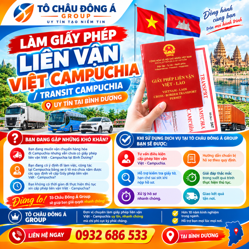 Làm giấy phép liên vận Việt Campuchia/Transit Campuchia uy tín tại Bình Dương