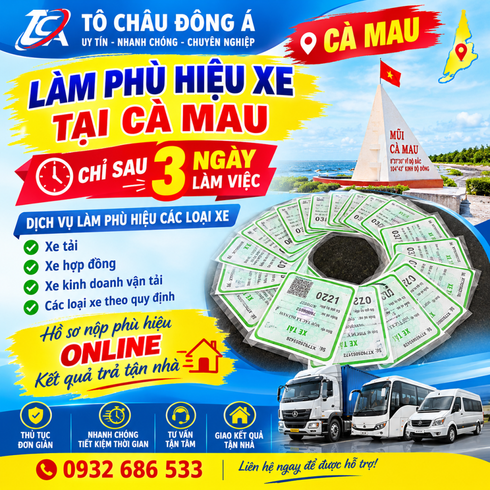 Làm phù hiệu xe sau 3 ngày làm việc tại Cà Mau