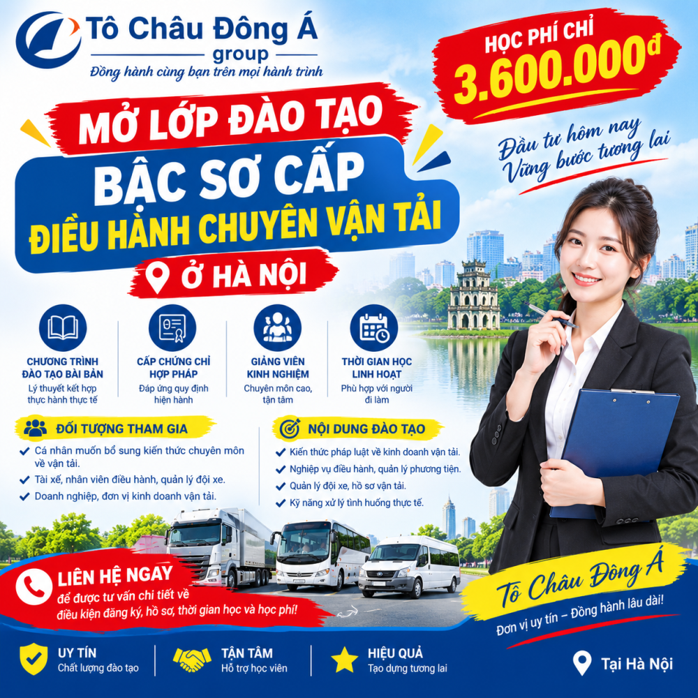  Mở lớp đào tạo bậc sơ cấp điều hành chuyên vận tải ở Hà Nội