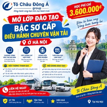  Mở lớp đào tạo bậc sơ cấp điều hành chuyên vận tải ở Hà Nội