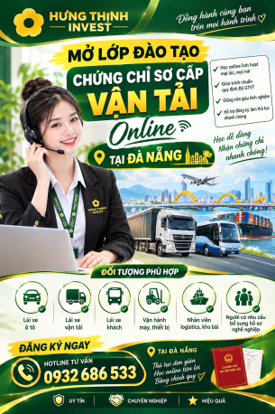  Mở lớp đào tạo chứng chỉ sơ cấp vận tải online tại Đà Nẵng