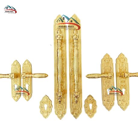 Tay Kéo Cửa Đại Sảnh KP999F Đồng Thau Mạ Vàng 24K – Phụ Kiện Cửa Chính Sang Trọng
