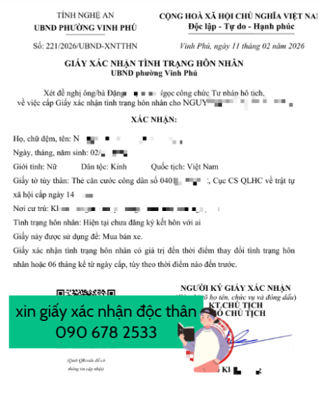 Thủ tục xin giấy xác nhận độc thân ở Huế