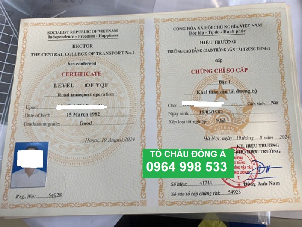 Cấp chứng chỉ sơ cấp vận tải tại Đồng Tháp