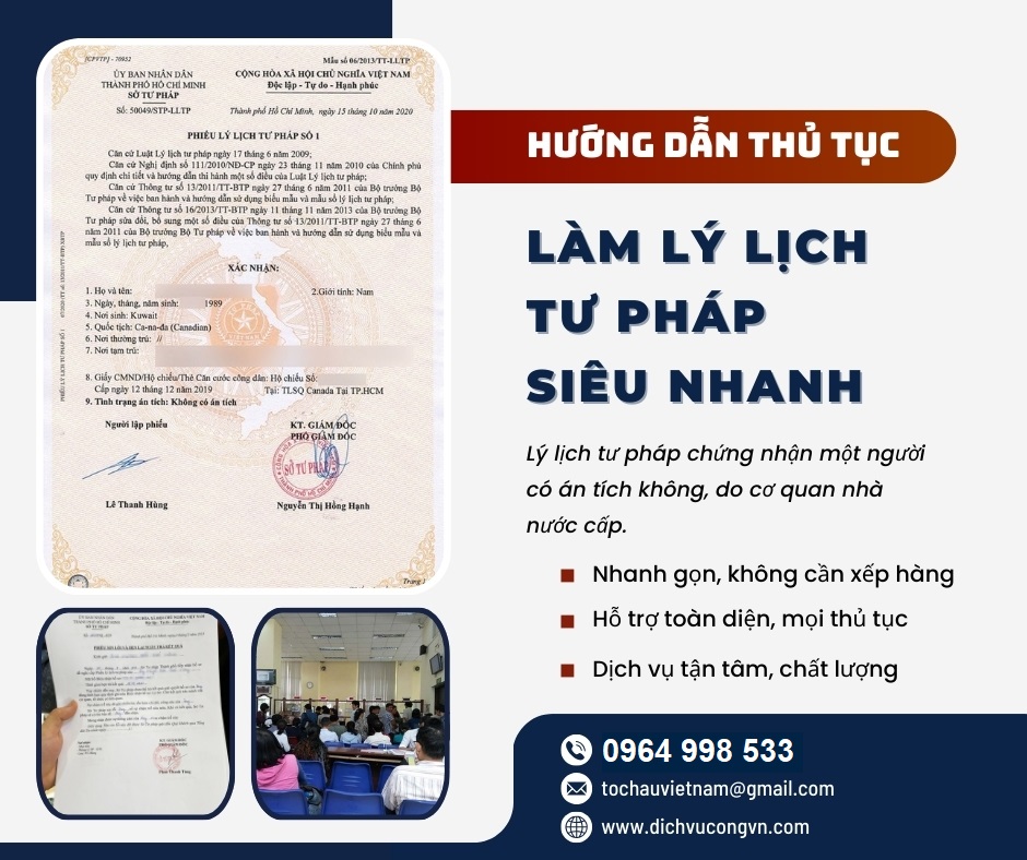 Cấp phiếu lý lịch tư pháp tại Vĩnh Long giá rẻ