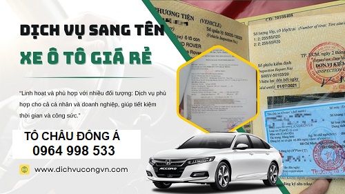 Làm sang tên xe giá tốt tại Hòa Bình