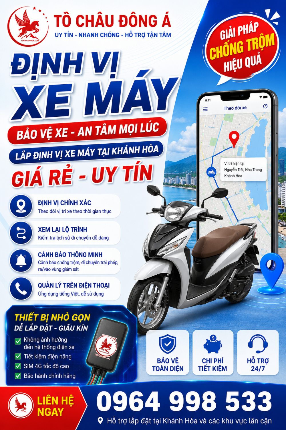 Lắp định vị xe máy tại Khánh Hòa giá rẻ